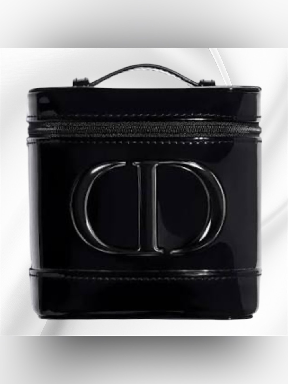 Dior Beauty Square Patent Black Leather Vanity Case or Makeup Cosmetic Pouch